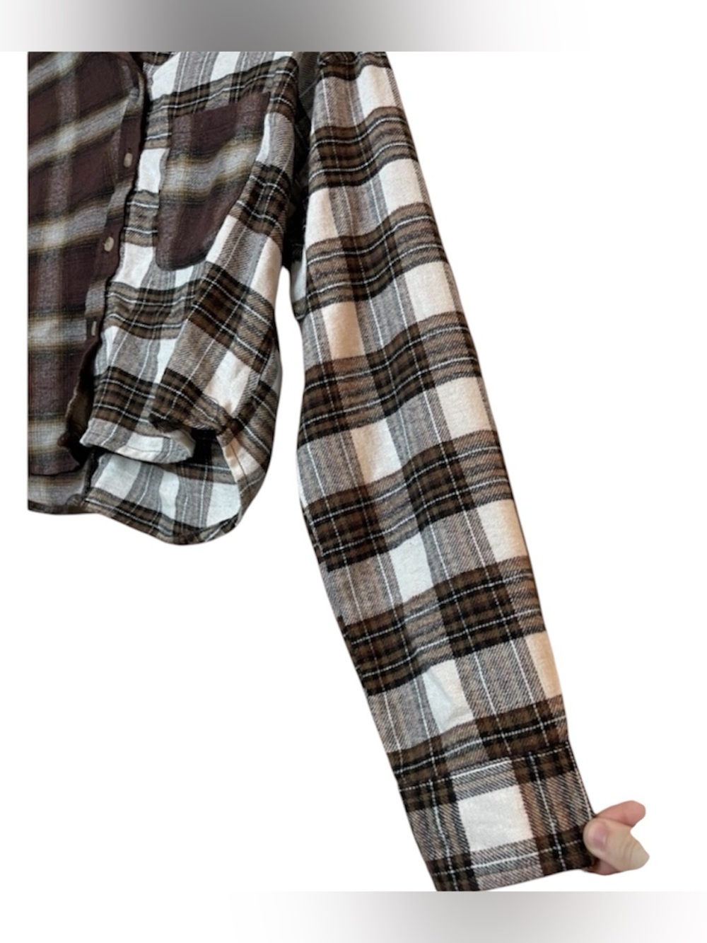 Just Polly Reworked Flannel Crop Top - Picture 5 of 8